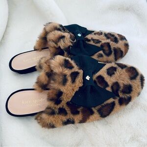 Kate Spade Leopard Faux Fur Slippers Size 7 NWT